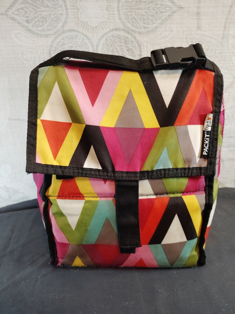PackIt  Multicolor Geometric Freezable Insulated Lunch Tote Bag